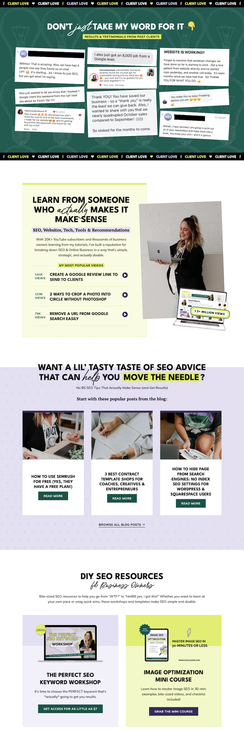 Mariah Magazine website home page designed and developed by The Launch It Co.